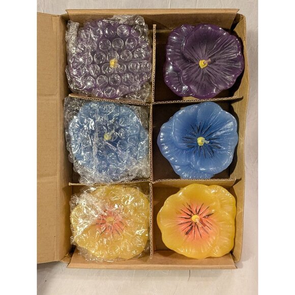 NOS Floating Candles Flowers Home Interiors Pansies Set Of 6 Garden Party Vtg - Picture 7 of 16